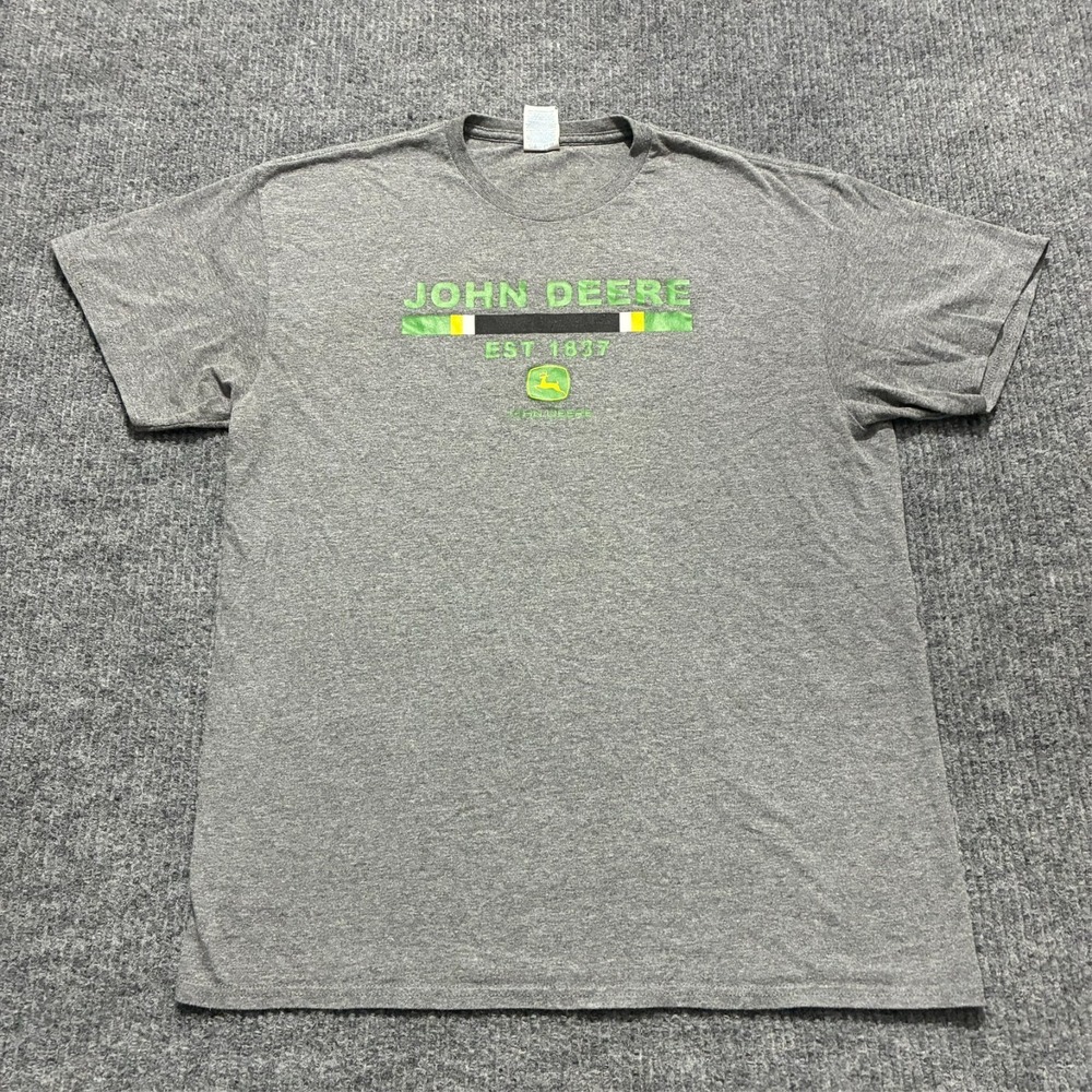 Delta Pro Weight John Deere Logo Mens T-Shirt Size Large Gray Short Sleeve